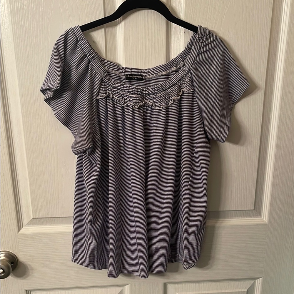 Striped Short Sleeve Women's Top